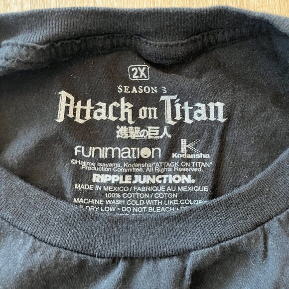 Unisex Attack on Titan Season 3 Black Short Sleeve Tshirt - 2X - Picture 4 of 4